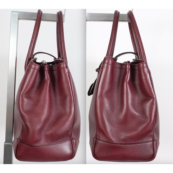 Ralph Lauren Purple Label Collection bag handbag Ricky soft burgundy open top - Picture 9 of 16